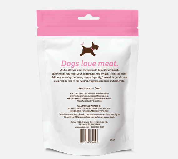 Sojos Simply Lamb Freeze-Dried Dog Treats, 4-oz bag