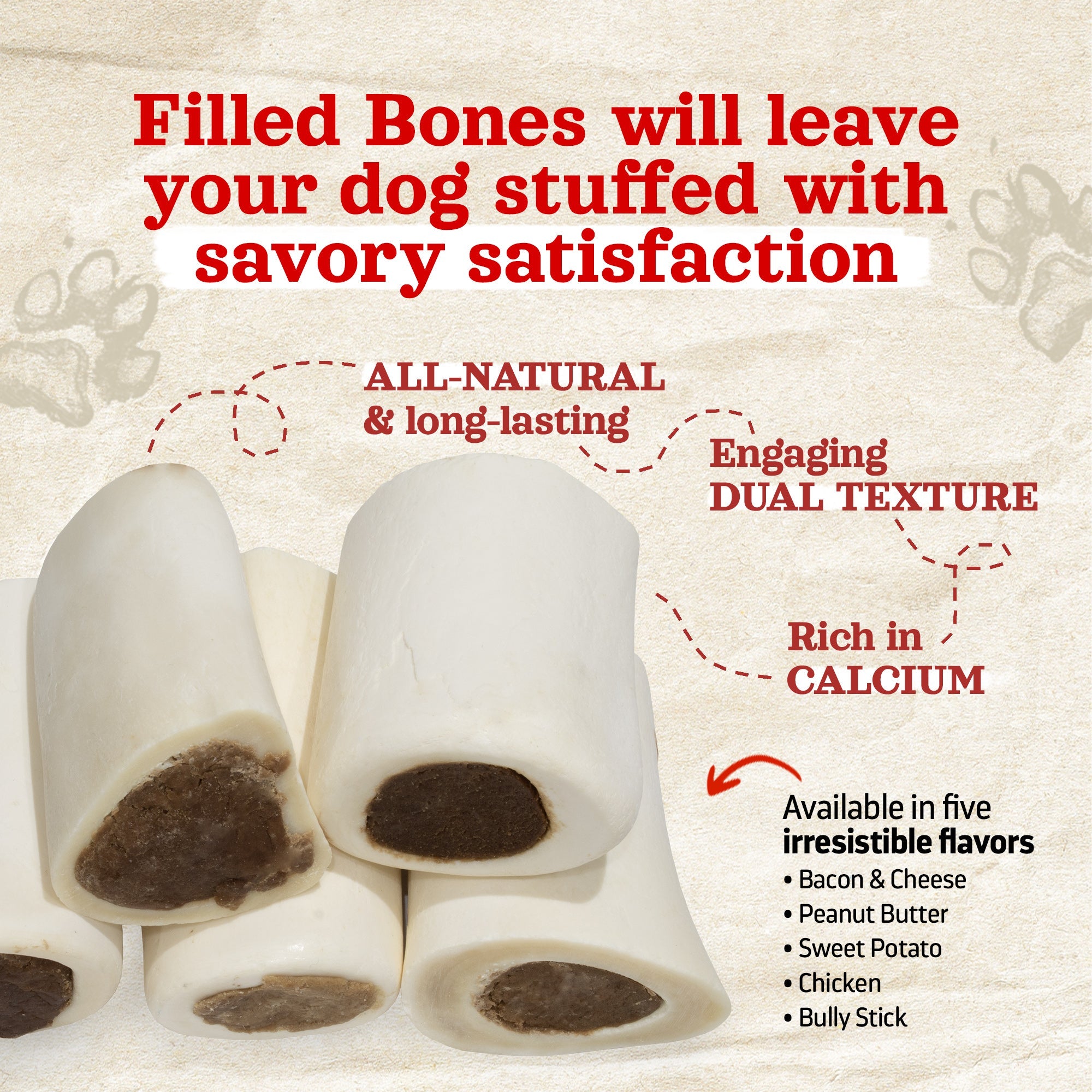 Peanut Butter Filled Bones - 3-4 Inch single